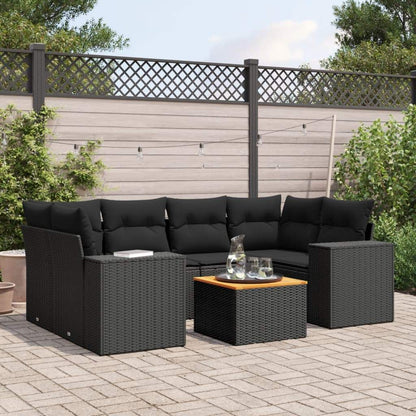 Set Divani da Giardino con Cuscini 7pz Nero Polyrattan - homemem39