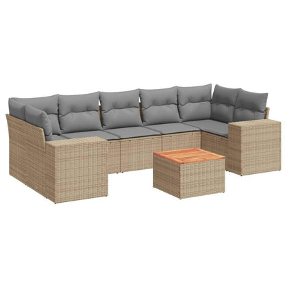 Set Divano da Giardino 8 pz con Cuscini Beige in Polyrattan - homemem39