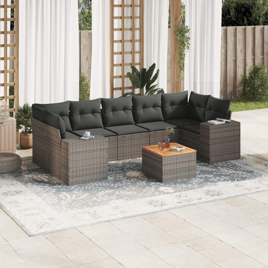 Set Divano da Giardino 8 pz con Cuscini Grigio in Polyrattan - homemem39