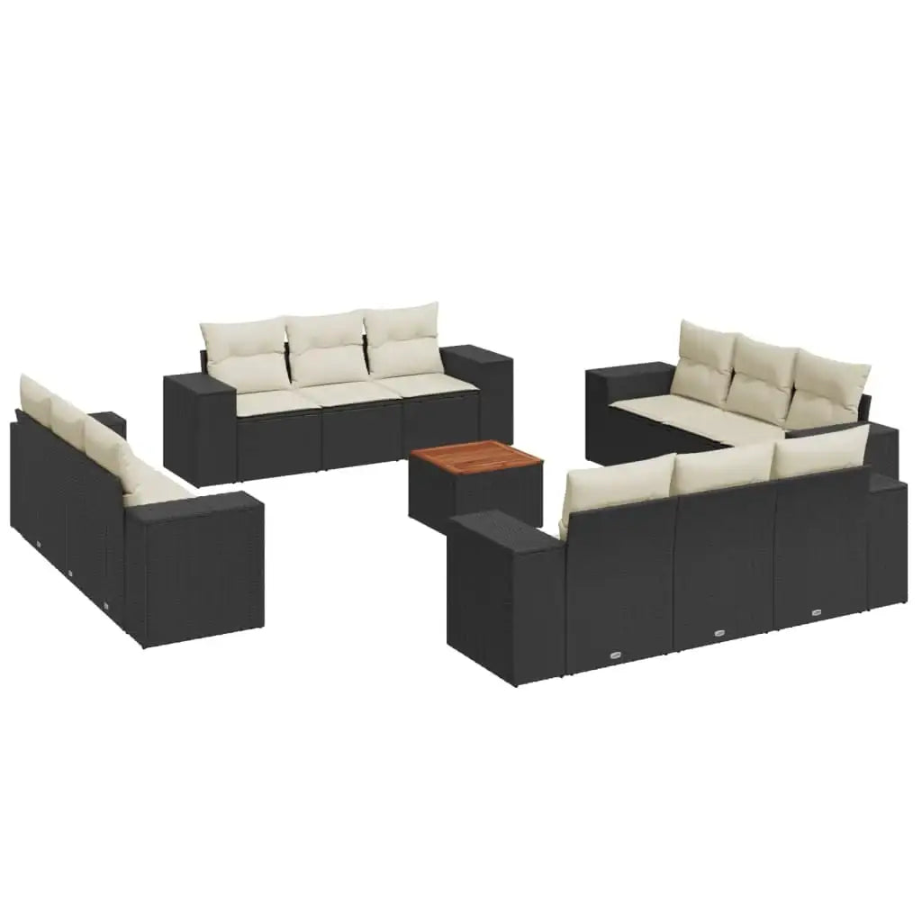 Set Divani da Giardino 13pz con Cuscini Nero in Polyrattan - homemem39