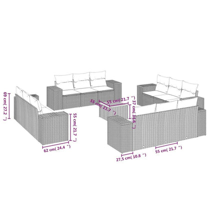 Set Divani da Giardino 13 pz con Cuscini Grigio in Polyrattan - homemem39