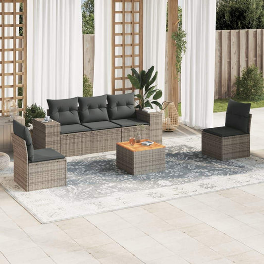 Set Divano da Giardino 6 pz con Cuscini Grigio in Polyrattan - homemem39