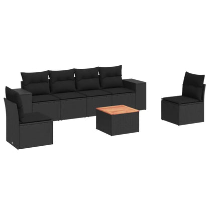 Set Divani da Giardino con Cuscini 7pz Nero Polyrattan - homemem39