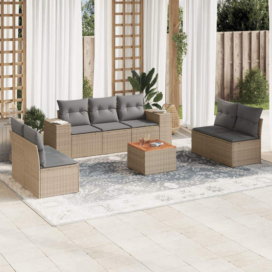 Set Divano da Giardino 8 pz con Cuscini Beige in Polyrattan - homemem39