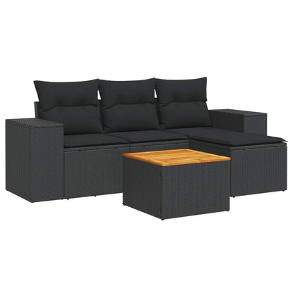 Set Divani da Giardino 5 pz con Cuscini in Polyrattan Nero - homemem39