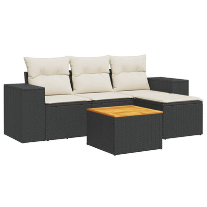Set Divani da Giardino 5 pz con Cuscini in Polyrattan Nero - homemem39