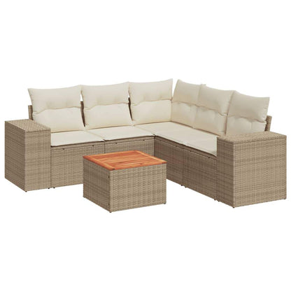 Set Divano da Giardino 6 pz con Cuscini Beige in Polyrattan - homemem39