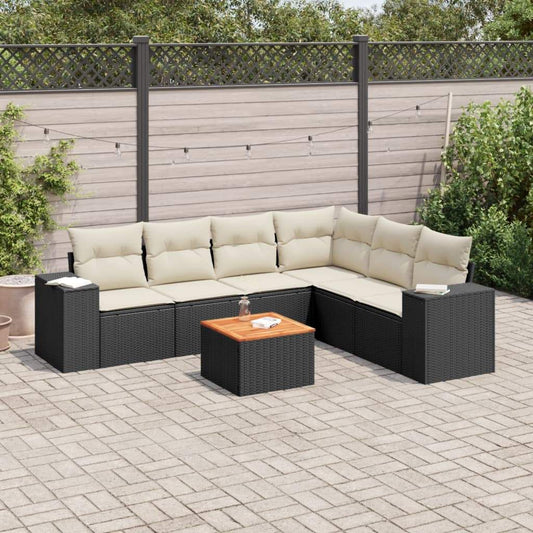 Set Divani da Giardino con Cuscini 7pz Nero Polyrattan - homemem39