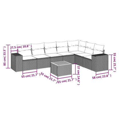 Set Divani da Giardino con Cuscini 8 pz Nero in Polyrattan
