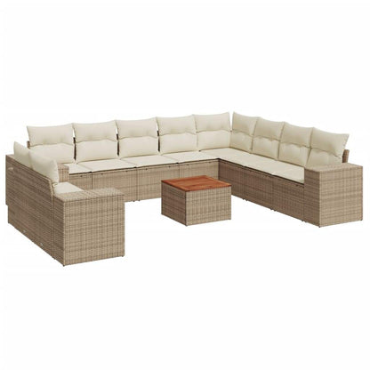 Set Divani da Giardino 11 pz con Cuscini Beige in Polyrattan - homemem39