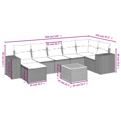 Set Divani da Giardino con Cuscini 8 pz Nero in Polyrattan | homemem39