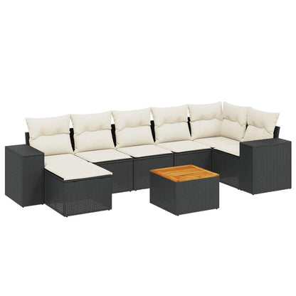 Set Divani da Giardino con Cuscini 8 pz Nero in Polyrattan - homemem39