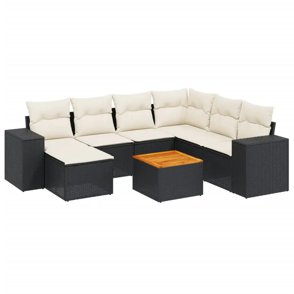 Set Divani da Giardino con Cuscini 8 pz Nero in Polyrattan - homemem39