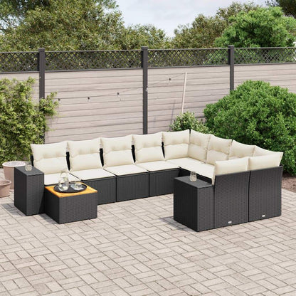Set Divani da Giardino 10pz con Cuscini in Polyrattan Nero - homemem39
