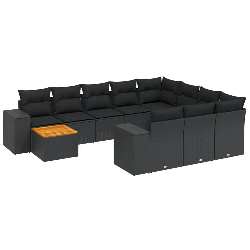 Set Divani da Giardino 11 pz con Cuscini in Polyrattan Nero - homemem39