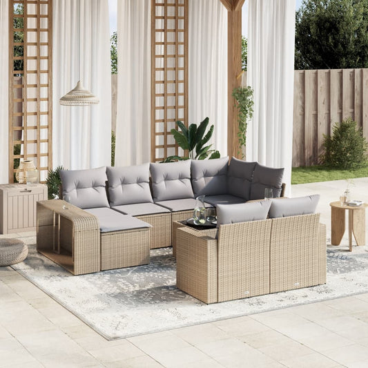 Set Divani da Giardino 11 pz con Cuscini Beige in Polyrattan | homemem39