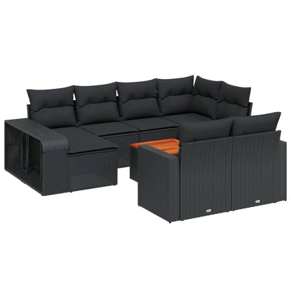 Set Divani da Giardino 11 pz con Cuscini in Polyrattan Nero