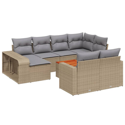 Set Divani da Giardino 11 pz con Cuscini Beige in Polyrattan | homemem39
