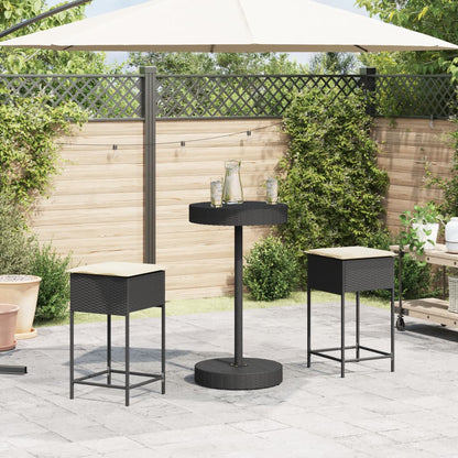 Set Bar da Giardino 3 pz con Cuscini in Polyrattan Nero - homemem39