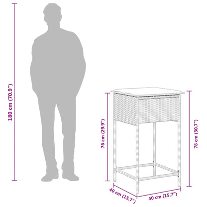 Set Bar da Giardino 3pz con Cuscini Grigio in Polyrattan