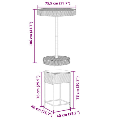 Set Bar da Giardino 5 pz con Cuscini in Polyrattan Grigio