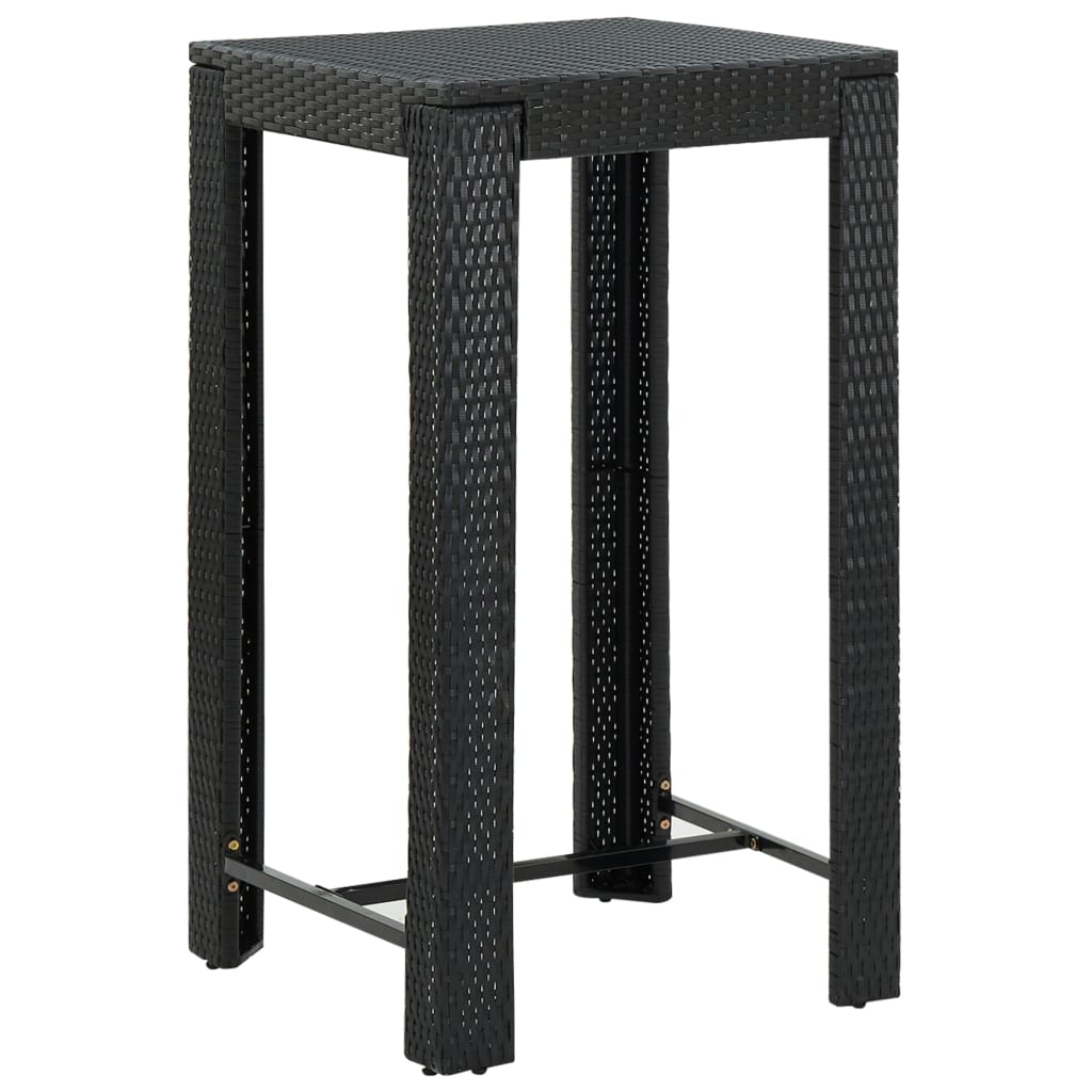 Set Bar da Giardino 3 pz con Cuscini in Polyrattan Nero