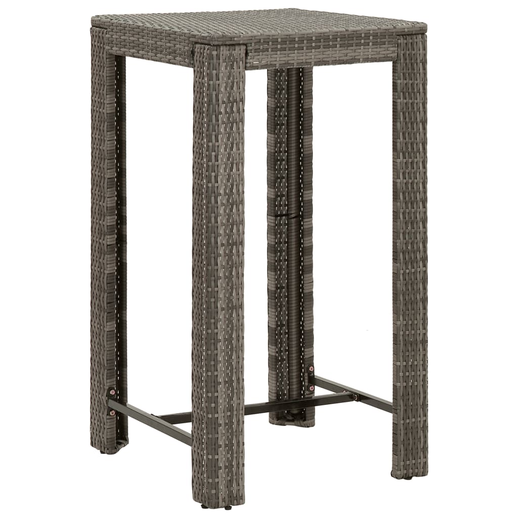 Set Bar da Giardino 5 pz con Cuscini in Polyrattan Grigio