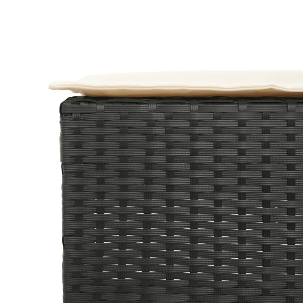 Set Bar da Giardino 5 pz con Cuscini in Polyrattan Nero