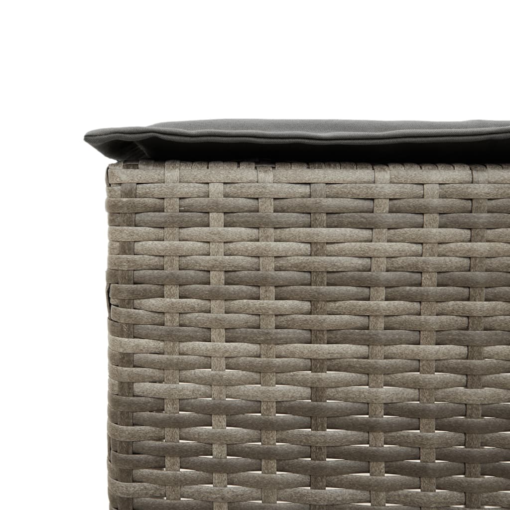 Set Bar da Giardino 7 pz con Cuscini in Polyrattan Grigio