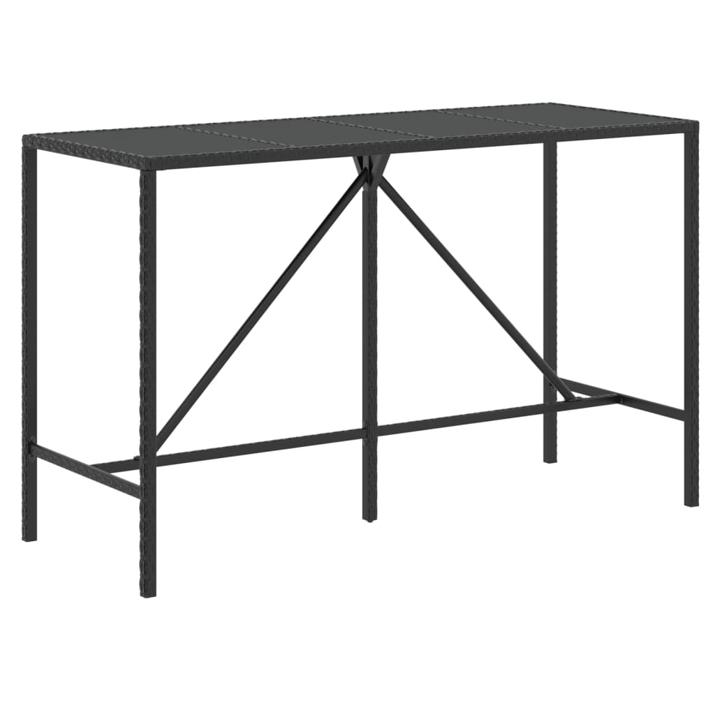 Set Bar da Giardino 7 pz con Cuscini in Polyrattan Nero