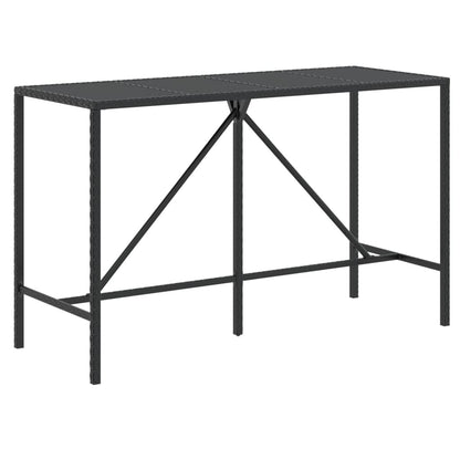 Set Bar da Giardino 9 pz con Cuscini in Polyrattan Nero