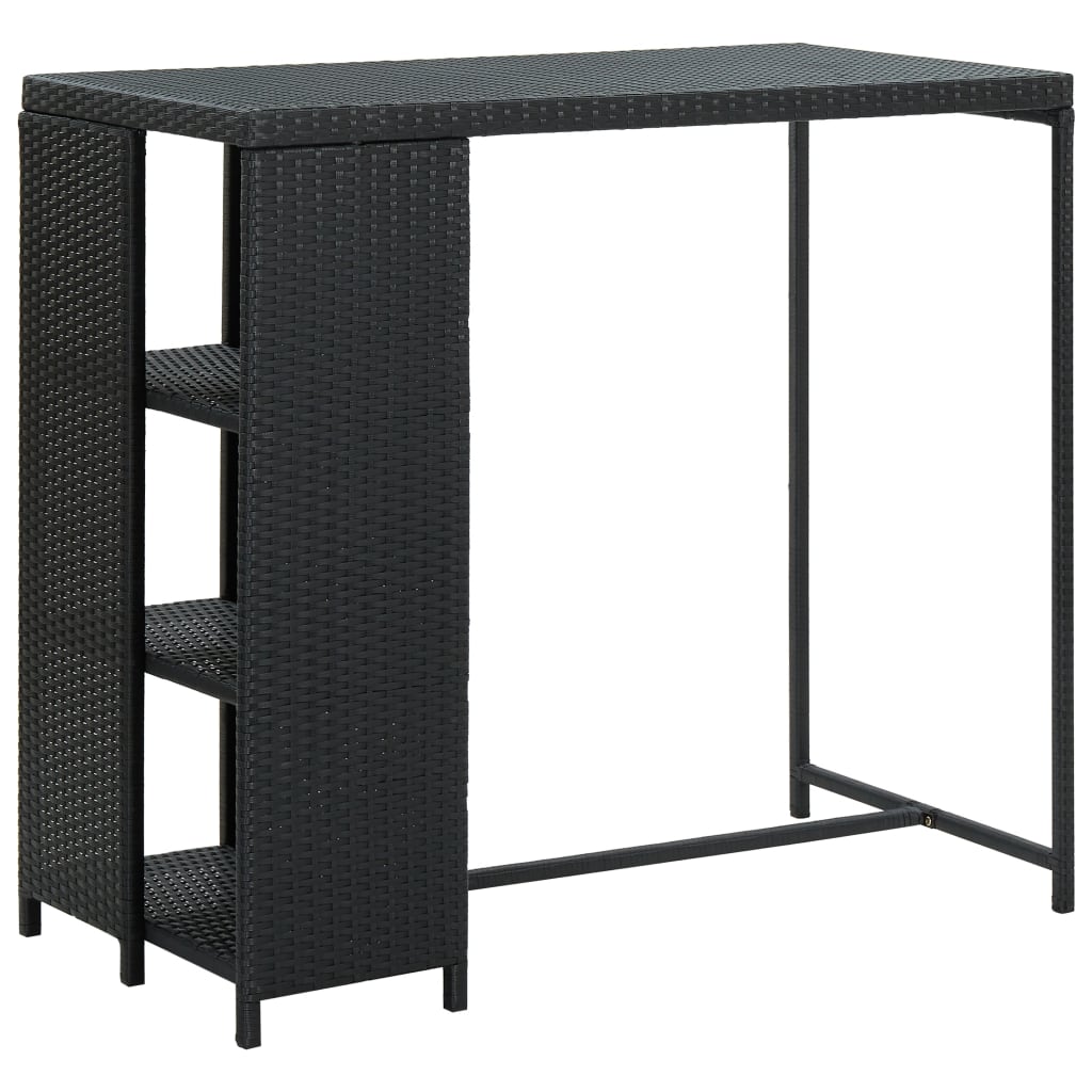 Set Bar da Giardino 3 pz con Cuscini in Polyrattan Nero