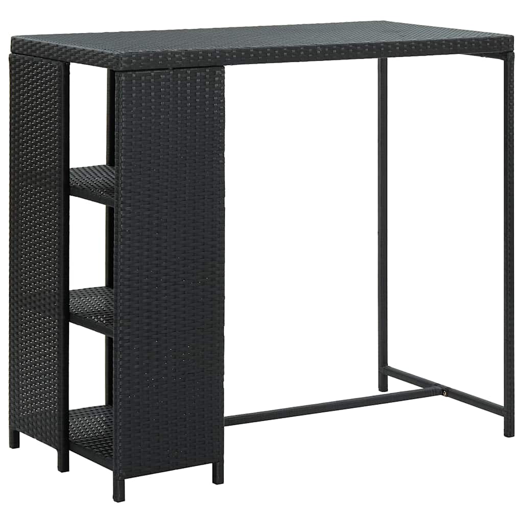 Set Bar da Giardino 3 pz con Cuscini in Polyrattan Nero - homemem39