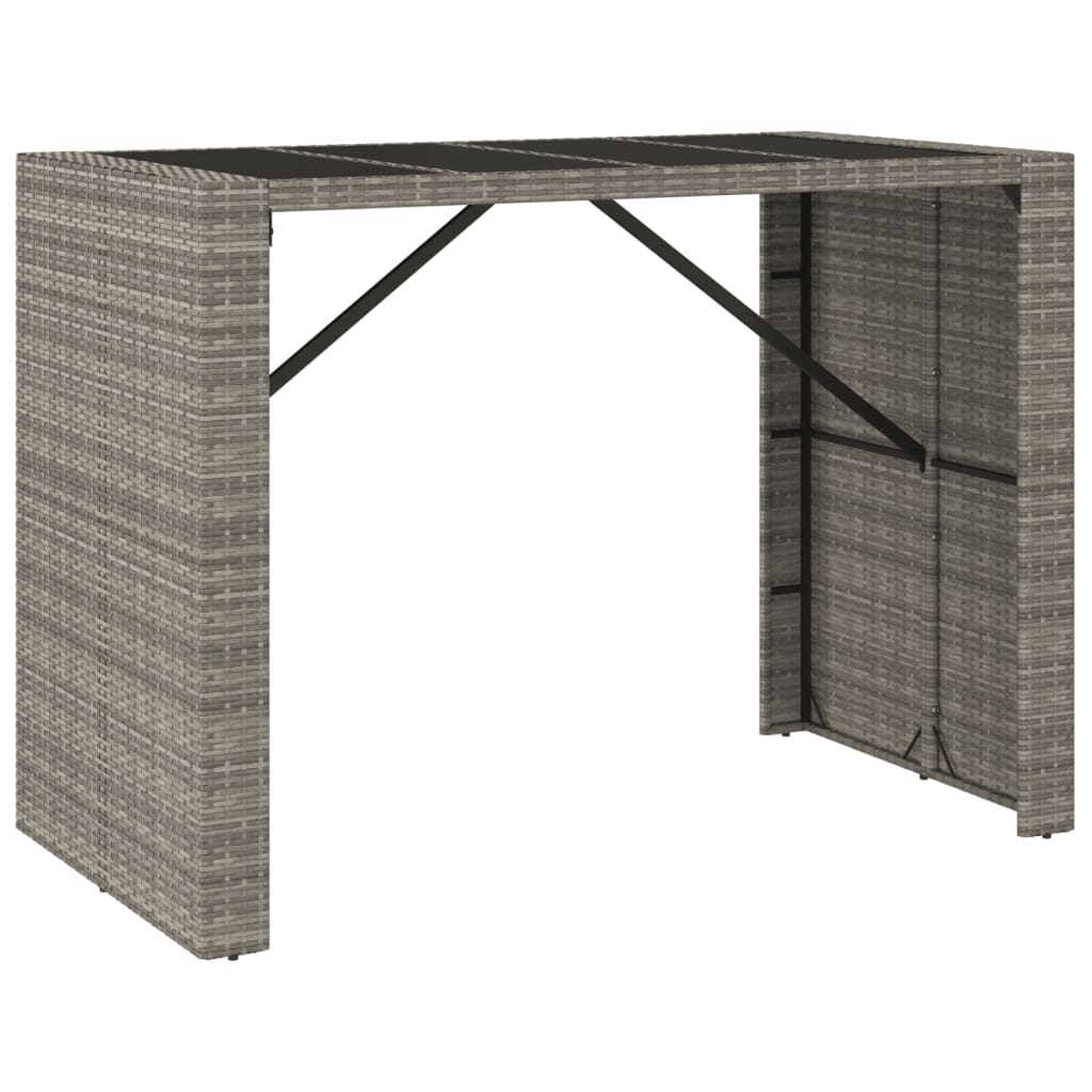 Set Bar da Giardino 7 pz con Cuscini in Polyrattan Grigio