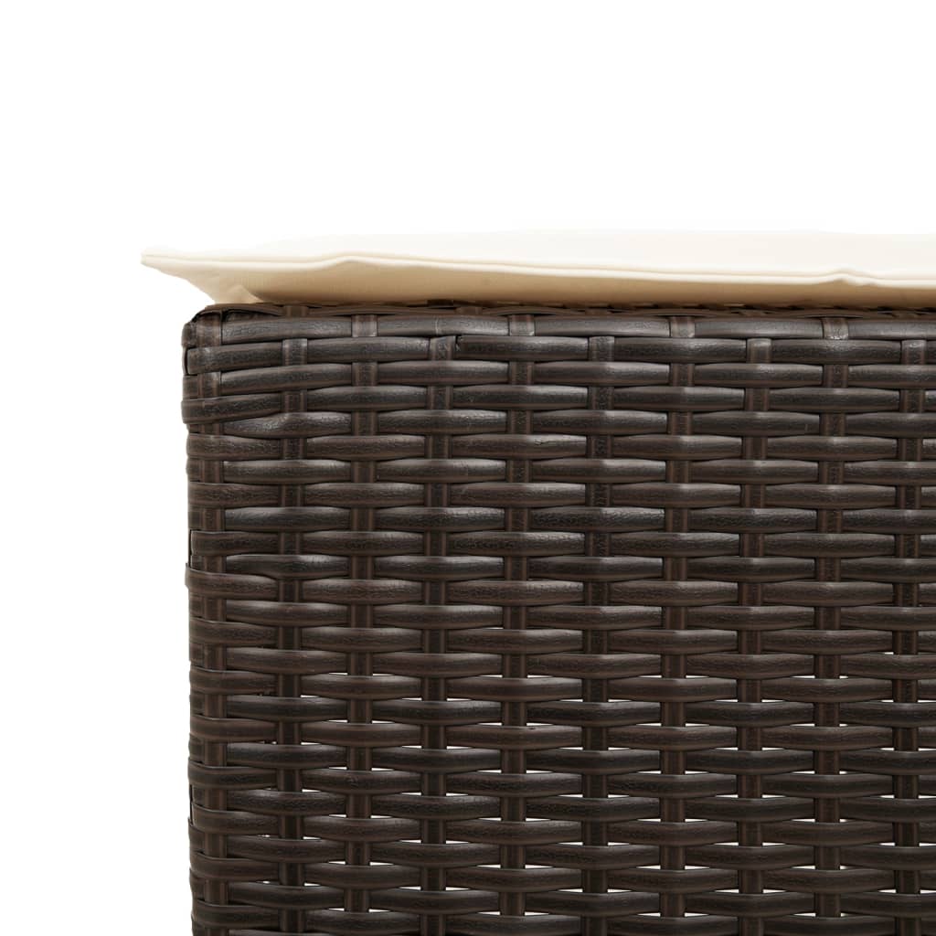 Set Bar da Giardino 9 pz con Cuscini in Polyrattan Marrone