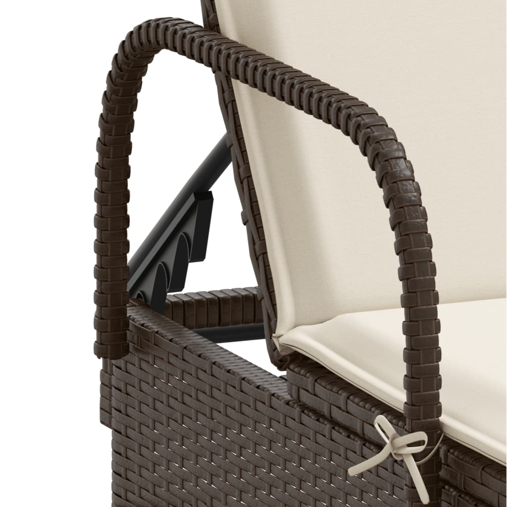 Lettini Prendisole 2 pz con Cuscini Marrone in Polyrattan