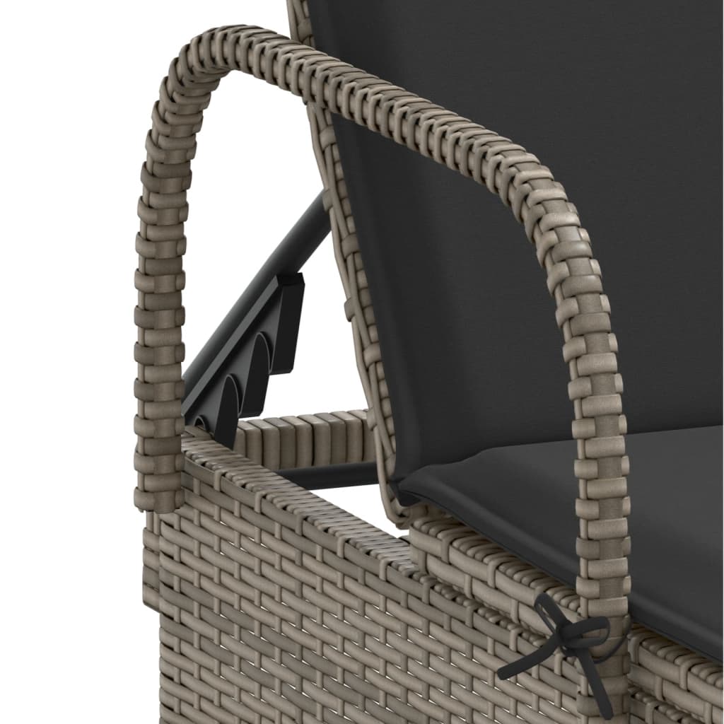 Lettini Prendisole 2 pz con Cuscini Grigio in Polyrattan