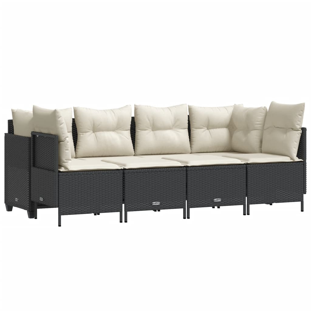 Set Divani da Giardino 5 pz con Cuscini in Polyrattan Nero - homemem39