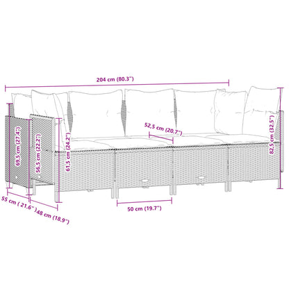 Set Divano da Giardino 5 pz con Cuscini Marrone in Polyrattan