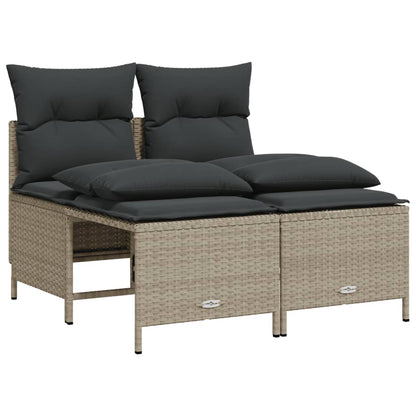 Set Divano da Giardino 5pz con Cuscini Grigio Chiaro Polyrattan