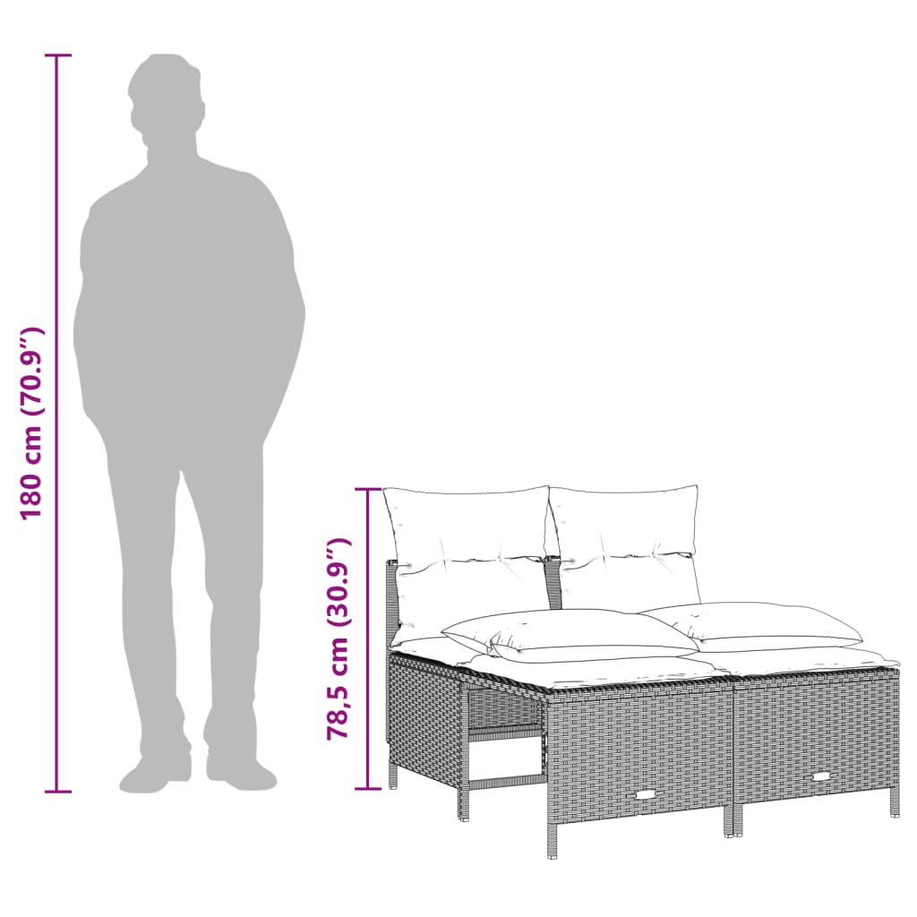 Set Divano da Giardino 5pz con Cuscini Grigio Chiaro Polyrattan - homemem39