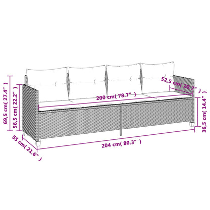 Set Divano da Giardino 5pz con Cuscini Grigio Chiaro Polyrattan