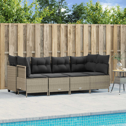 5pc Garden Sofa Set with Light Gray Polyrattan Cushions