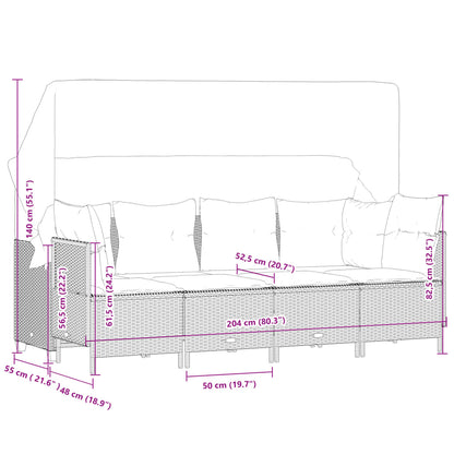 Set Divano da Giardino 5 pz con Cuscini Beige in Polyrattan