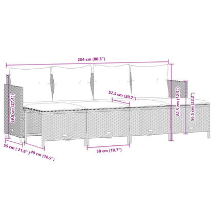 Set Divani da Giardino 5 pz con Cuscini in Polyrattan Nero