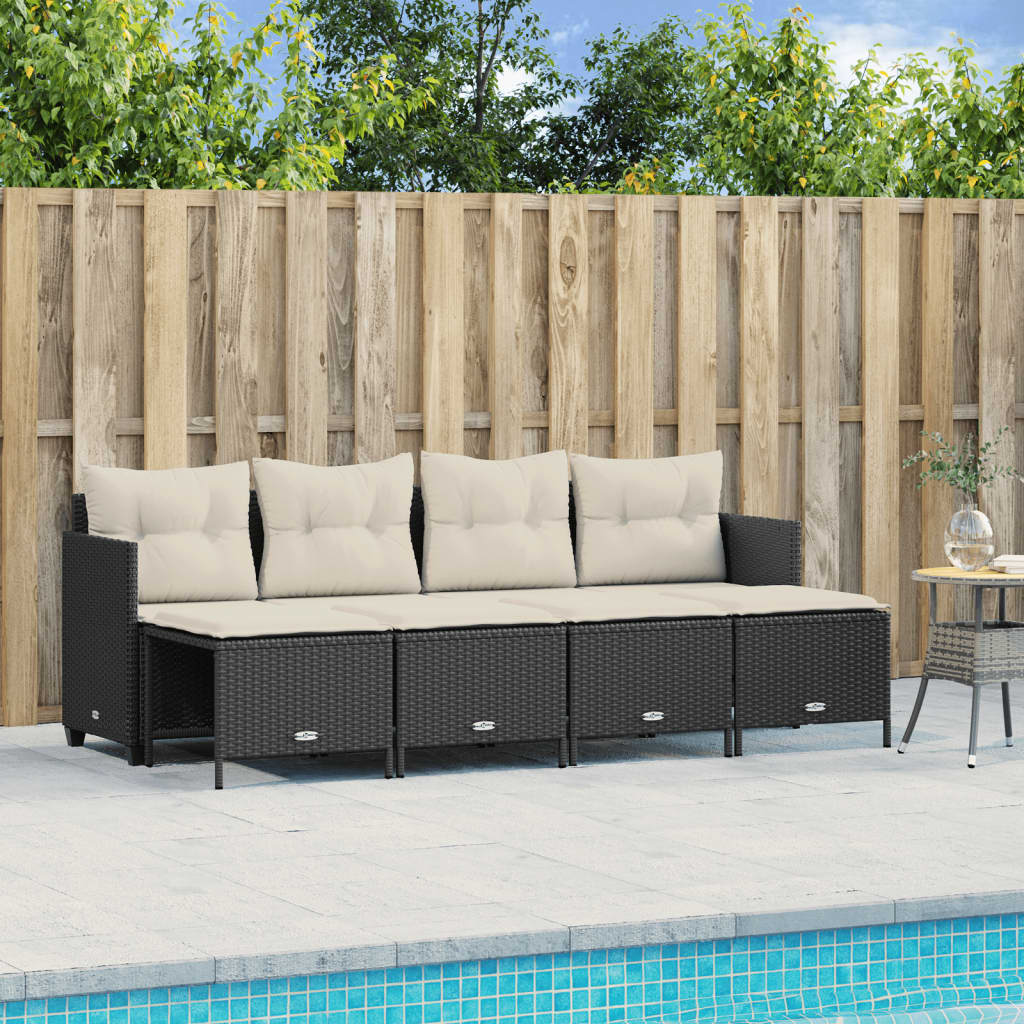 Set Divani da Giardino 5 pz con Cuscini in Polyrattan Nero - homemem39