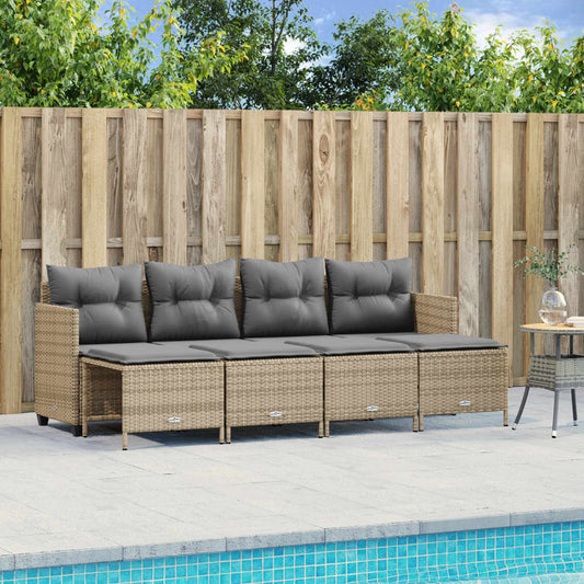 Set Divano da Giardino 5 pz con Cuscini Beige in Polyrattan - homemem39