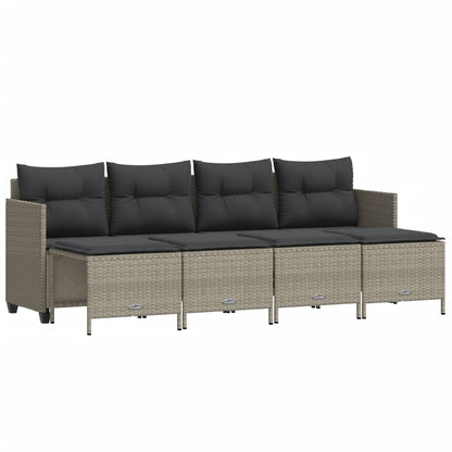 Set Divano da Giardino 5pz con Cuscini Grigio Chiaro Polyrattan - homemem39