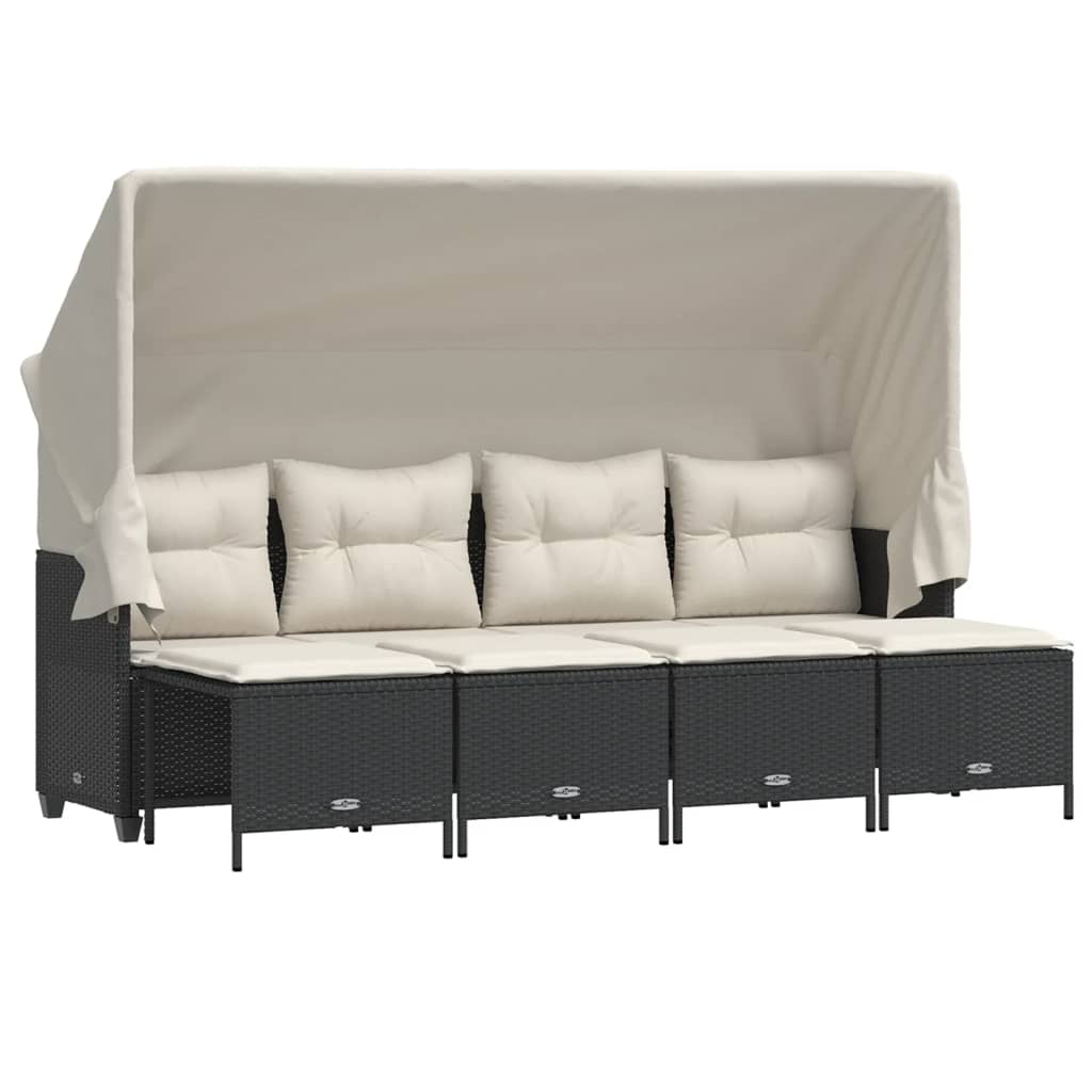 Set Divani da Giardino 5 pz con Cuscini in Polyrattan Nero - homemem39