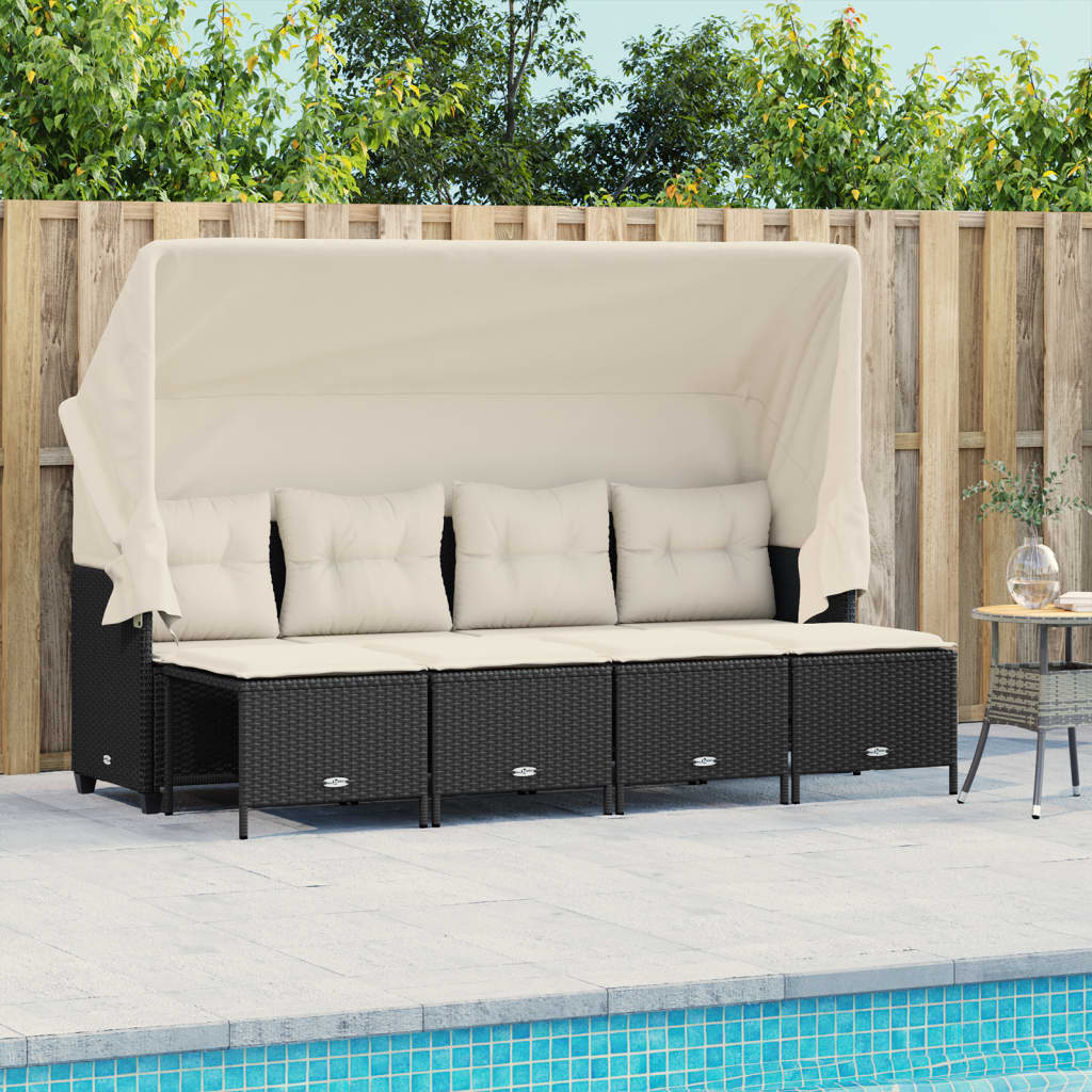 Set Divani da Giardino 5 pz con Cuscini in Polyrattan Nero - homemem39